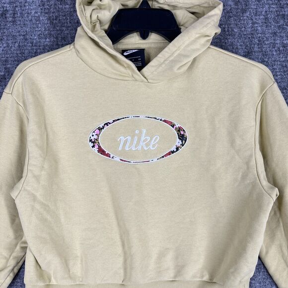 Nike Hoodie Womens Small Yellow Crop Sweatshirt Sweater Activewear Athleisure - Picture 3 of 11